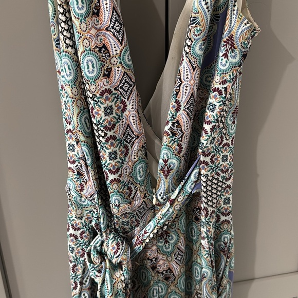 Anthropologie Antilles Jumpsuit Paisley Print Waist Tie Surplice Faux Wrap S - Picture 7 of 7